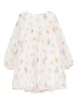 Платье Stella McCartney Kids с цветочным принтом, нейтральный