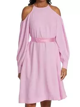 Платье Stella McCartney с открытыми плечами и поясом, розовый