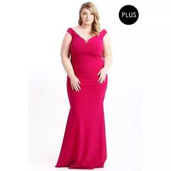 Платье-стрейч из техно-крепа с открытыми плечами FASHNZFAB, цвет berry