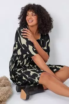 Платье-стрейч с абстрактным принтом Curve Roman, черный