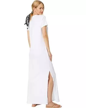 Платье SUNDRY Short Sleeve Maxi Dress w/ Slit, белый