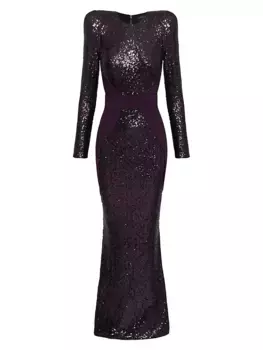 Платье Super Rad с длинными рукавами и пайетками Zhivago, баклажан