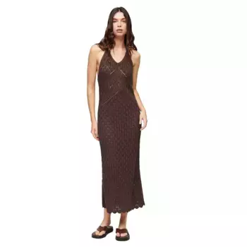Платье Superdry Crochet Halter sleeveless long, коричневый