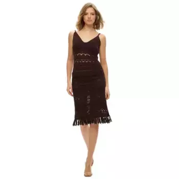 Платье Superdry Crochet Tassel sleeveless short, коричневый