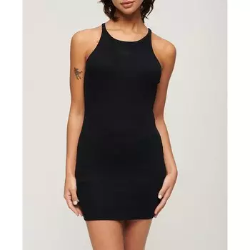 Платье Superdry Embroidered Rib Racer Sleeveless Short, черный