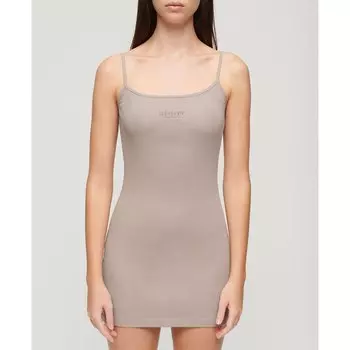 Платье Superdry Embroidered Rib Strappy Sleeveless Short, бежевый