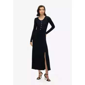 Платье Superdry Henley long sleeve midi, черный