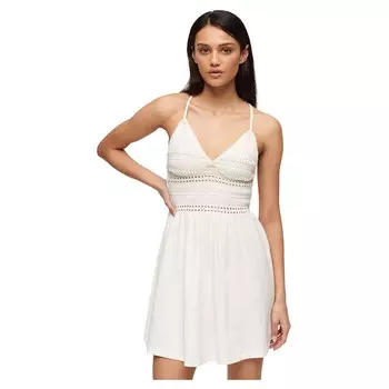 Платье Superdry Lace Long Sleeve Short, белый