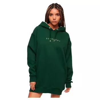 Платье Superdry Luxe Metallic Logo Hood, зеленый