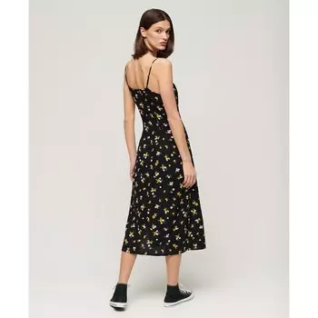 Платье Superdry Print Button Cami Midi, разноцветный