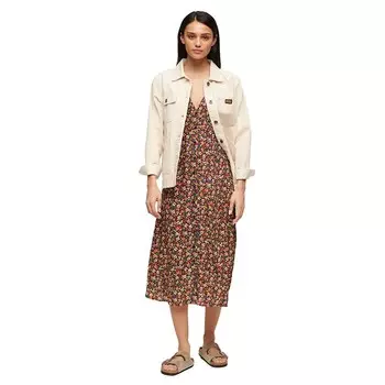 Платье Superdry Print Button Tea Midi, разноцветный