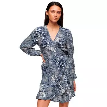 Платье Superdry Printed Wrap Long Sleeve Short, разноцветный