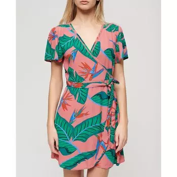 Платье Superdry Printed Wrap Short Sleeve Short, Разноцветный