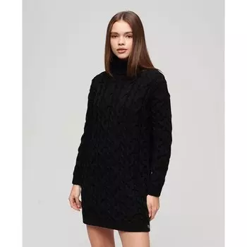 Платье Superdry Roll Neck Cable Knit, черный