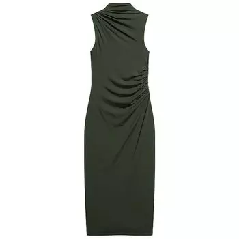 Платье Superdry Ruched Short Sleeve Midi, зеленый