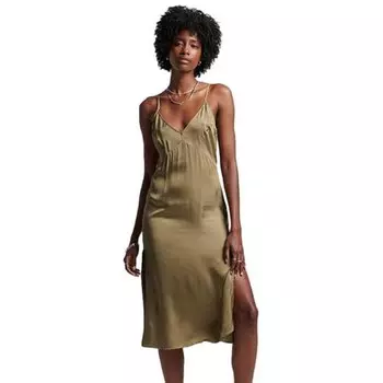 Платье Superdry Satin Cami Slip, зеленый