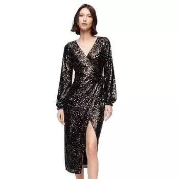 Платье Superdry Sequin Wrap, серебряный