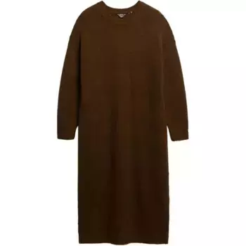Платье Superdry Slouch long sleeve midi, коричневый