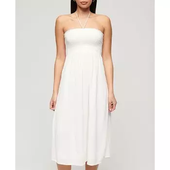 Платье Superdry Smocked Midi Beach Long, белый