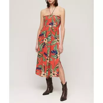 Платье Superdry Smocked Midi Beach Long, Разноцветный