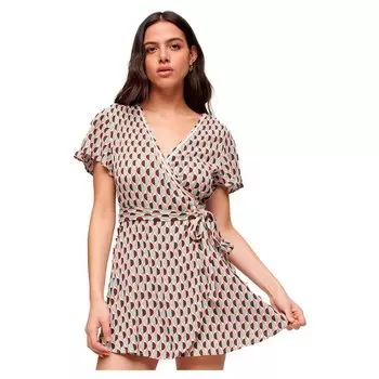Платье Superdry Vintage Mini Wrap, бежевый