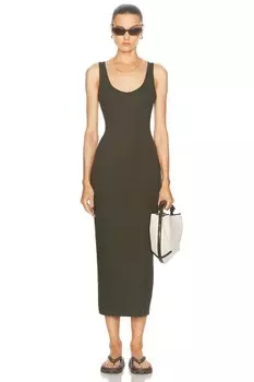 Платье Supima с разрезом до щиколотки Enza Costa, хаки