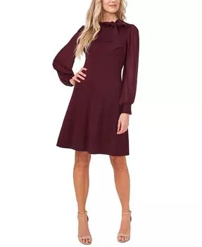 Платье-свитер А-силуэта с бантом CeCe, красный