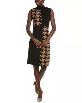 Платье-свитер Anne Klein с узором «гусиные лапки», черный