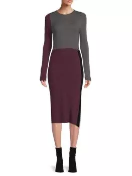 Платье-свитер BCBGMAXAZRIA с цветными блоками, wine
