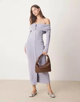 Платье-свитер без рукавов с отворотом синего цвета Abercrombie & Fitch