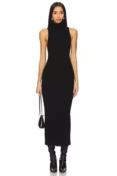 Платье-Свитер без рукавов с резинкой и высоким воротом Enza Costa, черный