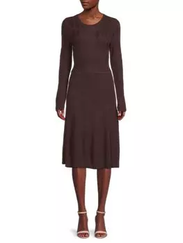 Платье-свитер Donna Karan в рубчик из смесовой шерсти, mulberry