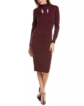 Платье-свитер Elie Tahari с геометрическим узором и замочной скважиной, красный