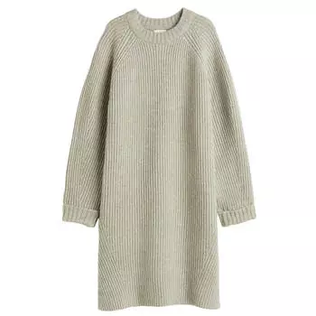 Платье-свитер H&amp;M Ribbed Knit, светло-зеленый/шалфей