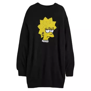 Платье-свитер H&amp;M x The Simpsons Oversized Jacquard-knit, черный/желтый