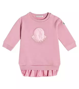 Платье-свитер из смесового хлопка с логотипом baby baby Moncler Enfant, розовый