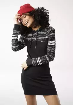 Платье-свитер KangaROOS с норвежским принтом и капюшоном, черный