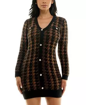 Платье-свитер массивной вязки с v-образным вырезом для юниоров BCX, коричневый/бежевый