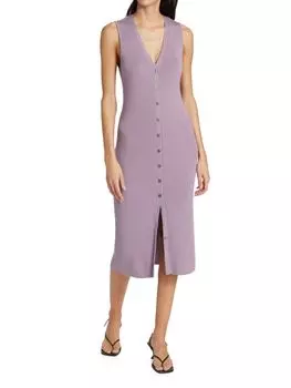 Платье-свитер миди из ребристой шерсти Atm Anthony Thomas Melillo, сирень