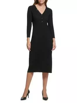 Платье-свитер миди Karl Lagerfeld Paris в рубчик, черный