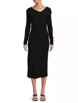 Платье-свитер миди с перекрестным узором Renee C., черный