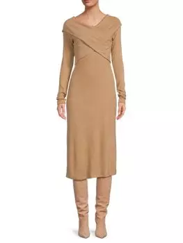 Платье-свитер миди с перекрестным узором Renee C., хаки