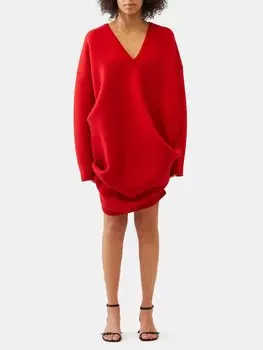 Платье-свитер оверсайз с v-образным вырезом LOEWE, красный