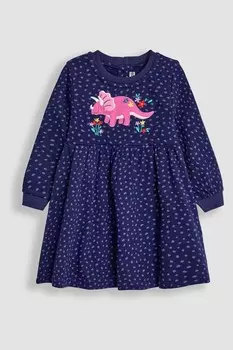 Платье свитер с аппликацией «Дино» Jojo Maman Bb, синий