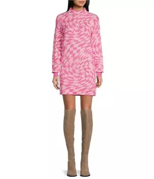 Платье-свитер с геометрическим принтом GB GB, розовый