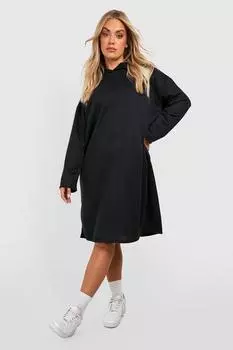Платье-свитер с капюшоном оверсайз оверсайз Boohoo, черный