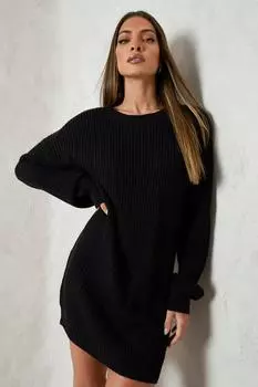Платье-свитер с круглым вырезом Boohoo, черный