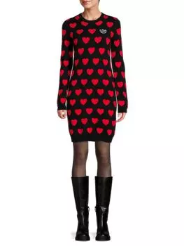 Платье-свитер с круглым вырезом Hearts Love Moschino, цвет Red Black