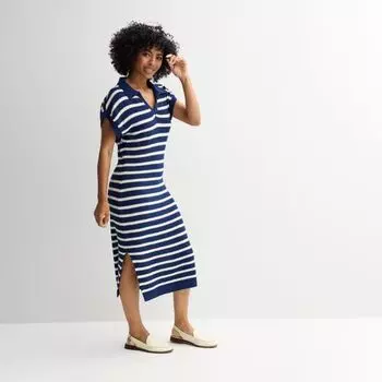 Платье-свитер с миниатюрным воротником Sonoma Goods For Life, цвет navy beige stripe