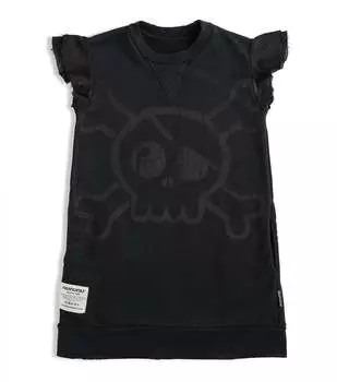 Платье-свитер с оборками на рукавах для девочек черного цвета Nununu